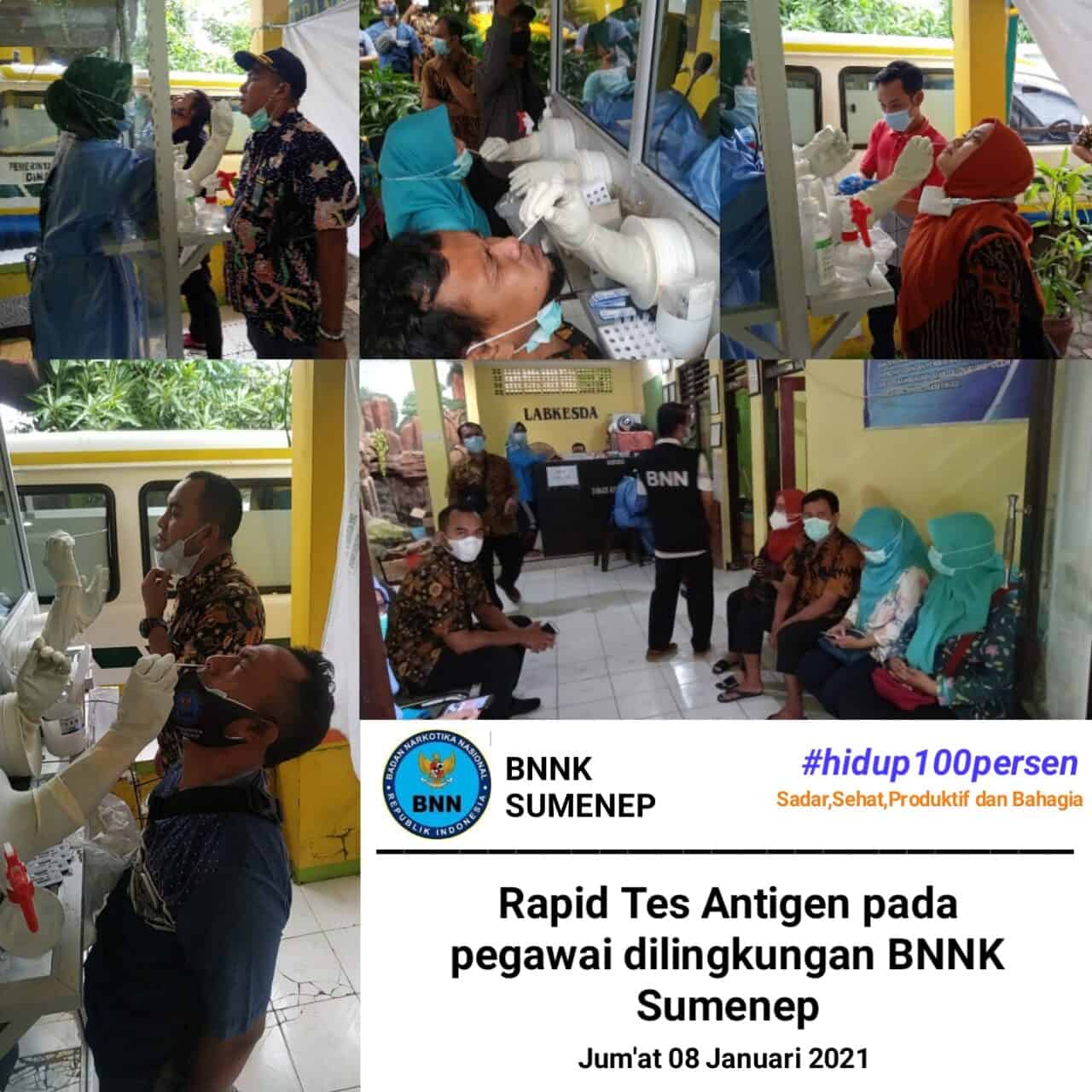 SELURUH PEGAWAI BNN KABUPATEN SUMENEP MELAKSANAKAN RAPID ANTIGEN DI LABKESDA KAB. SUMENEP